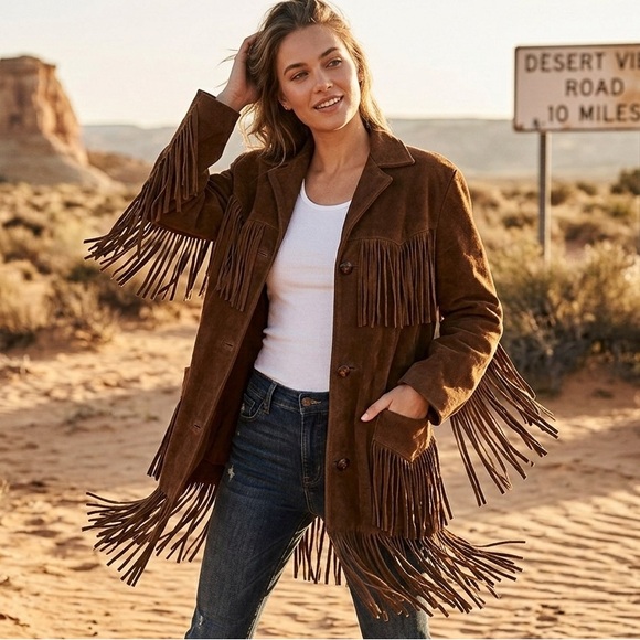 Pioneer Wear Jackets & Blazers - Pioneer Wear Vintage 70s Western Suede Fringe Jacket Size 34 Medium